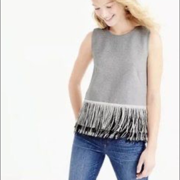 J Crew Fun in Fringe sleeveless top with fringe border hem size XS - Picture 1 of 13